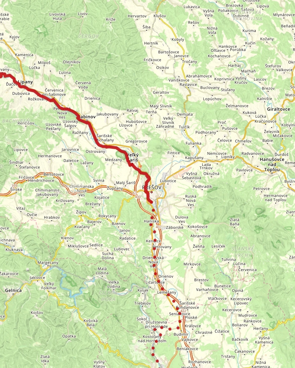 EuroVelo 11 cyklotrasa Lipany — Veľký Šariš — Prešov — Košice